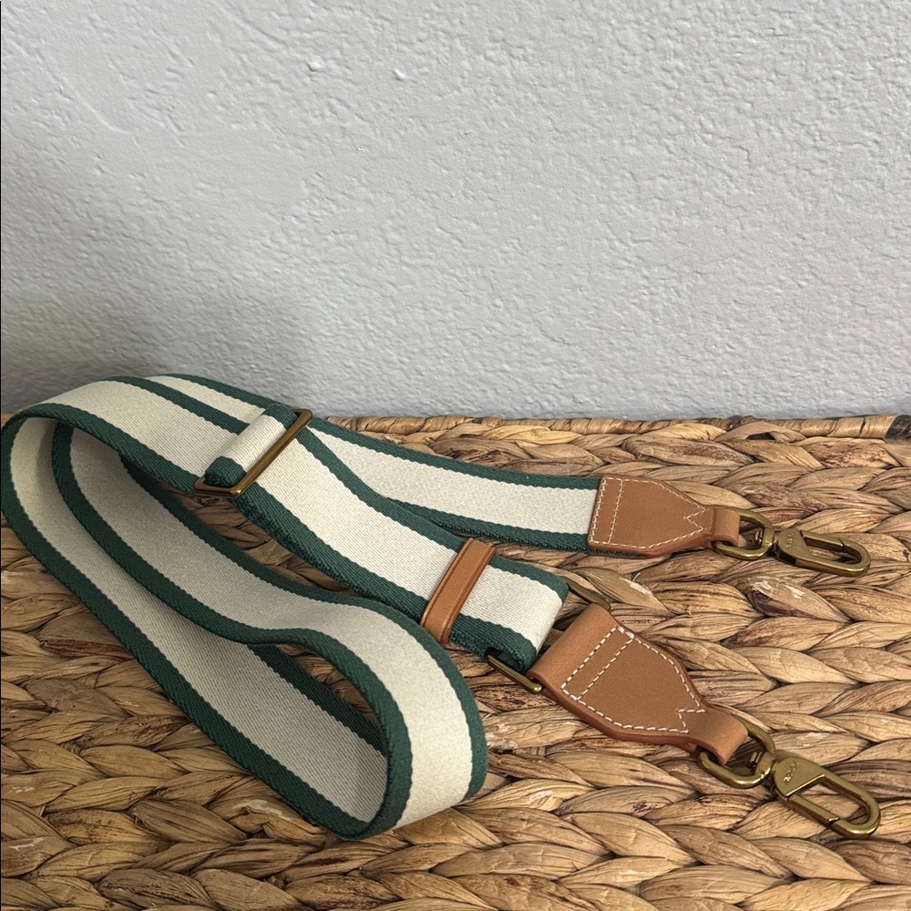 J. Crew Forest Green and Cream Bag Strap